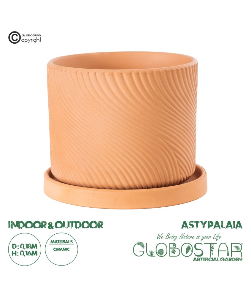GloboStar® Artificial Garden ASTYPALAIA 20451 Πήλινο Κεραμικό Κασπώ Γλάστρα - Flower Pot Κεραμιδί Φ18cm x Υ16cm